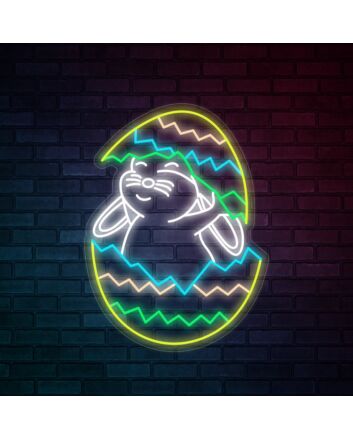 Easter Bunny Broken Egg Neon Sign