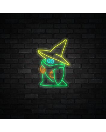 Ghost Wearing A Witch Hat Halloween Neon Sign