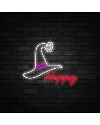 Witch Hat Halloween Neon Sign