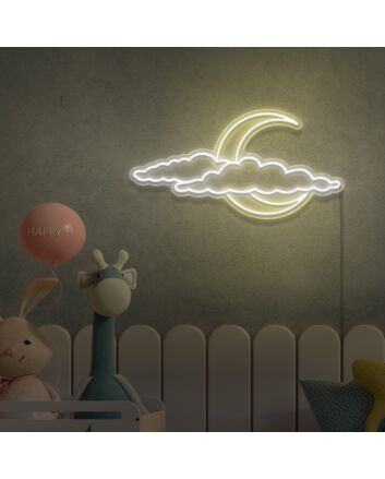 Moon And Clouds Neon Sign