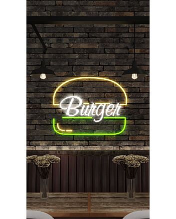 Neon Burger Logo Neon Sign