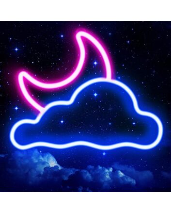Cloud and New Moon Neon Sign