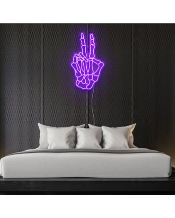 Peace Skull hand neon sign