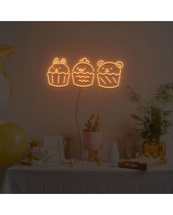 Animals Friends Cupcake Neon Sign Neon Light Signs Custom For Wedding Bar Party Cafe Decoration