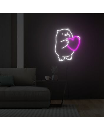 Icebear With Heart Neon Sign Fashion Custom Neon Sign Lights Night Lamp Led Neon Sign Light For Home Party