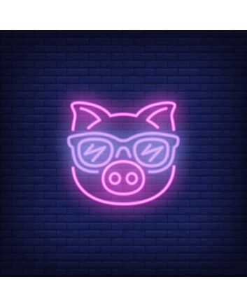 Cute Cartoon Pink Pig Sunglasses Neon Sign