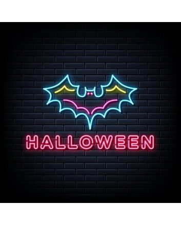 Halloween Neon Sign with Bat