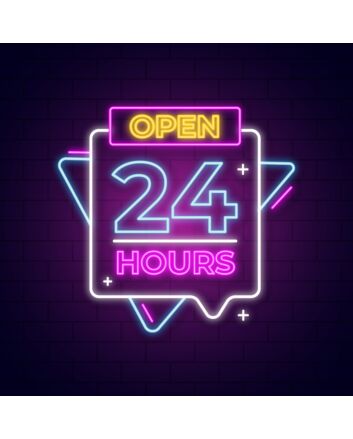 Open 24 Hours with Abstract Shapes Neon Sign