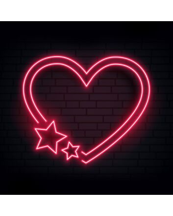 Red Love Heart Star Neon Sign