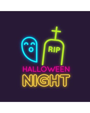 RIP Ghost Halloween Night Neon Sign