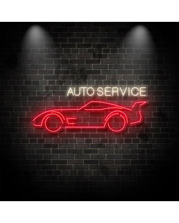 Auto Service With Car Neon Sign