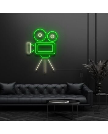 Camera With Film Rolls Neon Sign