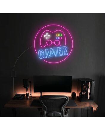 Gamer With Console Neon Sign
