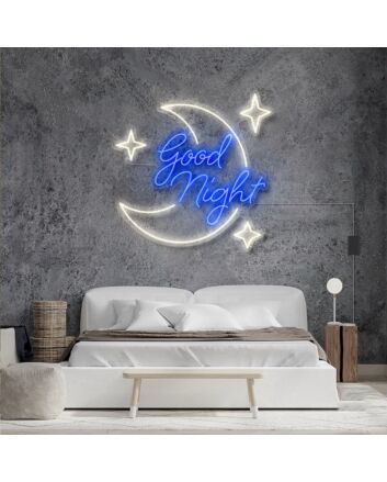 Good Night With Star Moon V2 Neon Sign