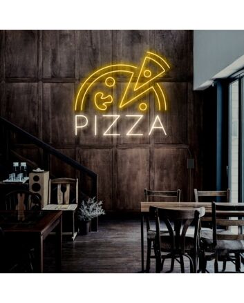 Half Pizza And Slice Neon Sign