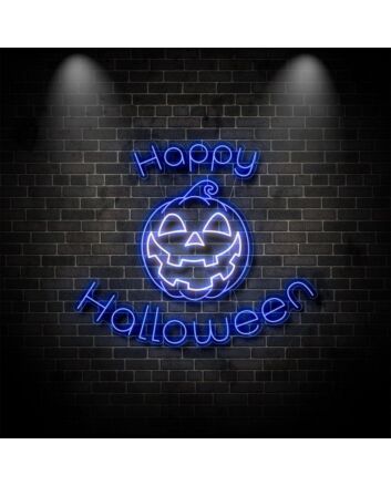 Happy Halloween With Pumpkin Neon Sign