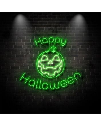 Happy Halloween With Pumpkin Neon Sign