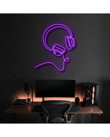 Headphones Line Art Bose Style Neon Sign