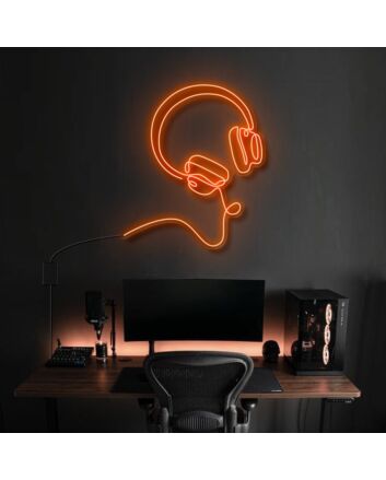 Headphones Line Art Bose Style Neon Sign