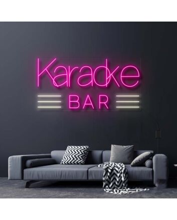 Karaoke Bar With Lines Neon Sign