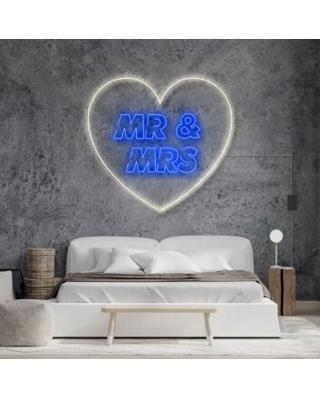 Mr and Mrs Inside Heart V2 Neon Sign