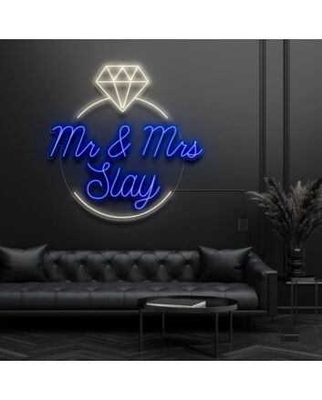 Mr and Mrs Inside Ring Neon Sign
