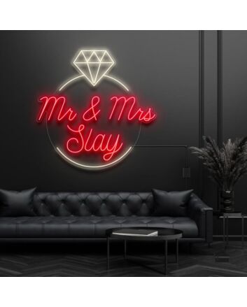 Mr and Mrs Inside Ring Neon Sign