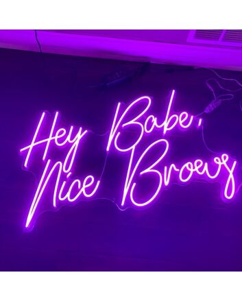 Hey Babe Nice Brows Neon Sign