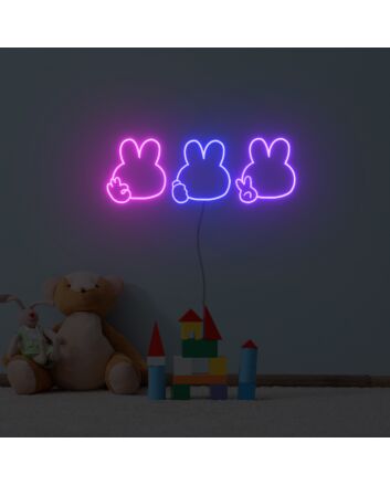 Three Little Rabbits Neon Sign Fashion Custom Neon Sign Lights Night Lamp Led Neon Sign Light For Home Party