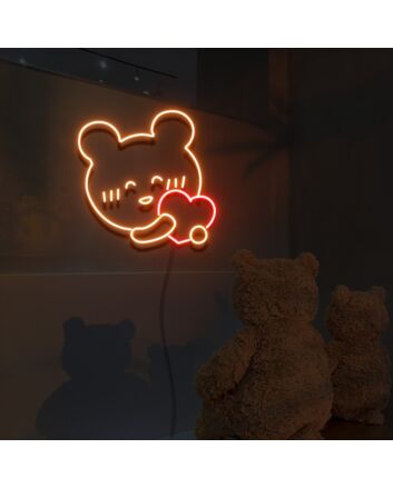 Happy Bear And Heart Neon Sign Lights Night Lamp Led Neon Sign Light For Home Party