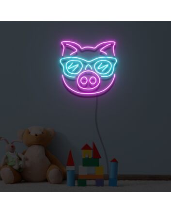 Cute Cartoon Pink Pig Sunglasses Neon Sign Lights Night Lamp Led Neon Sign Light For Home Party