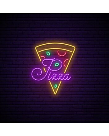 Pizza Neon Sign Bright Yellow And Purple Neon Sign
