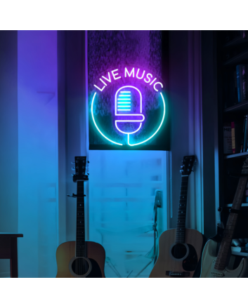 Customize &quot;Live Music&quot; Neon Sign: Amplify Your Atmosphere