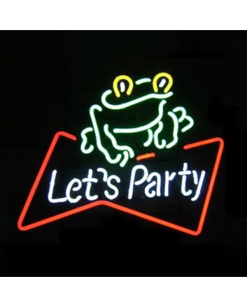 Lets Party Neon Sign With A Green Frog Neon Sign
