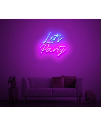 Lets Party Neon Sign Blue And Pink Neon Lights