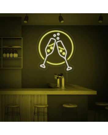 Champagne Glasses Cheers Neon Sign