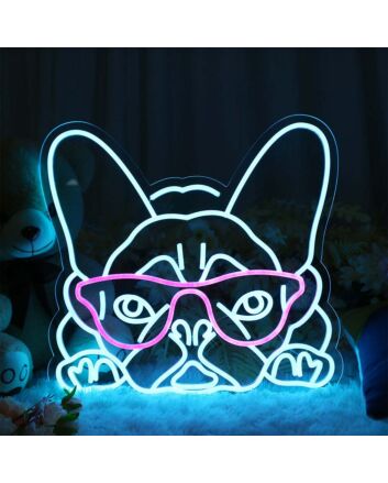 Glassess Puppy Neon Sign