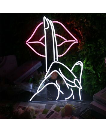 Please Quiet Gesture Neon Sign