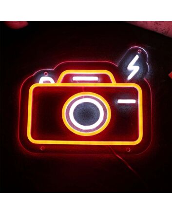 Camera Flashing Neon Sign