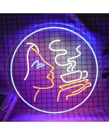 Lady Drinking Coffee Neon Sign