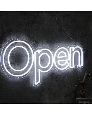 Open White Neon LED Sign
