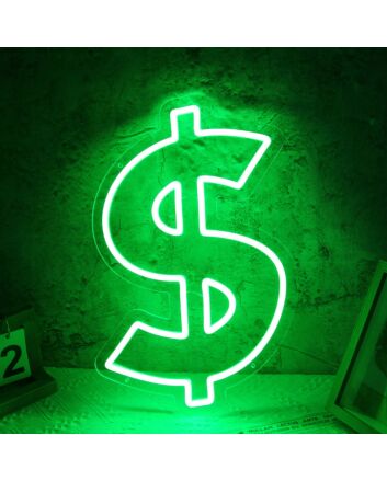 Dollar Sign Green Neon Sign