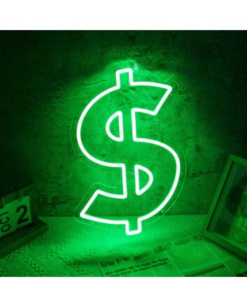 Dollar Sign Green Neon Sign