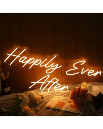 Happily Ever After Yellow Neon Sign
