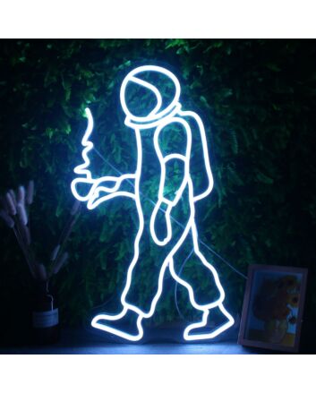Astronaut Holding Coffee Neon Sign