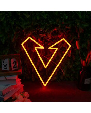 Geometric Heart Red Neon Sign