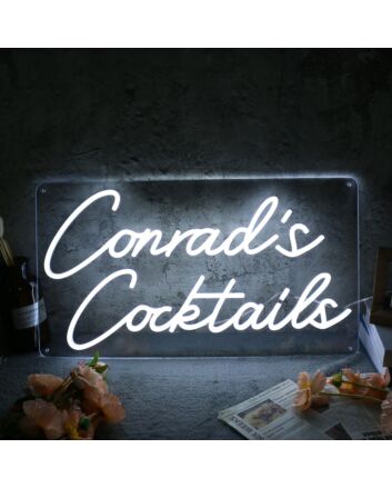 Conrad&#039;s Cocktails White Neon Sign