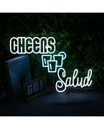 Cheers Salud White Custom Neon Sign