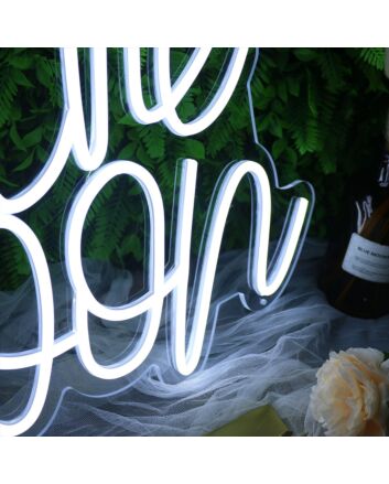 To The Moon White Neon Sign