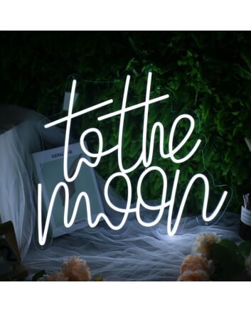 To The Moon White Neon Sign